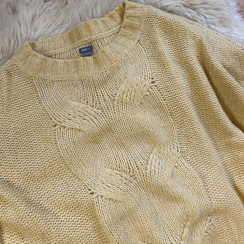 Aerie light yellow oversized long sweater